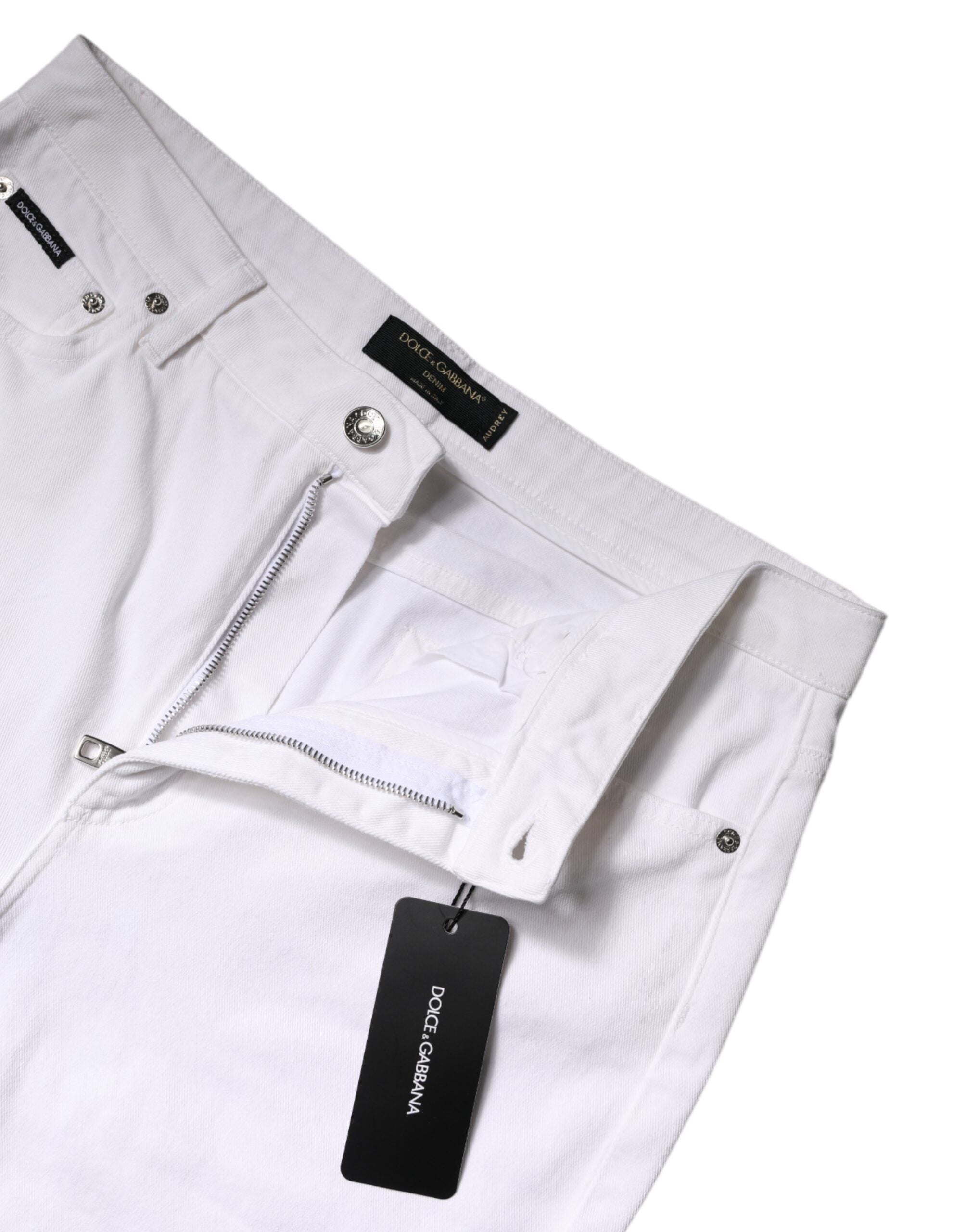 White Cotton Mid Waist Skinny Denim Jeans