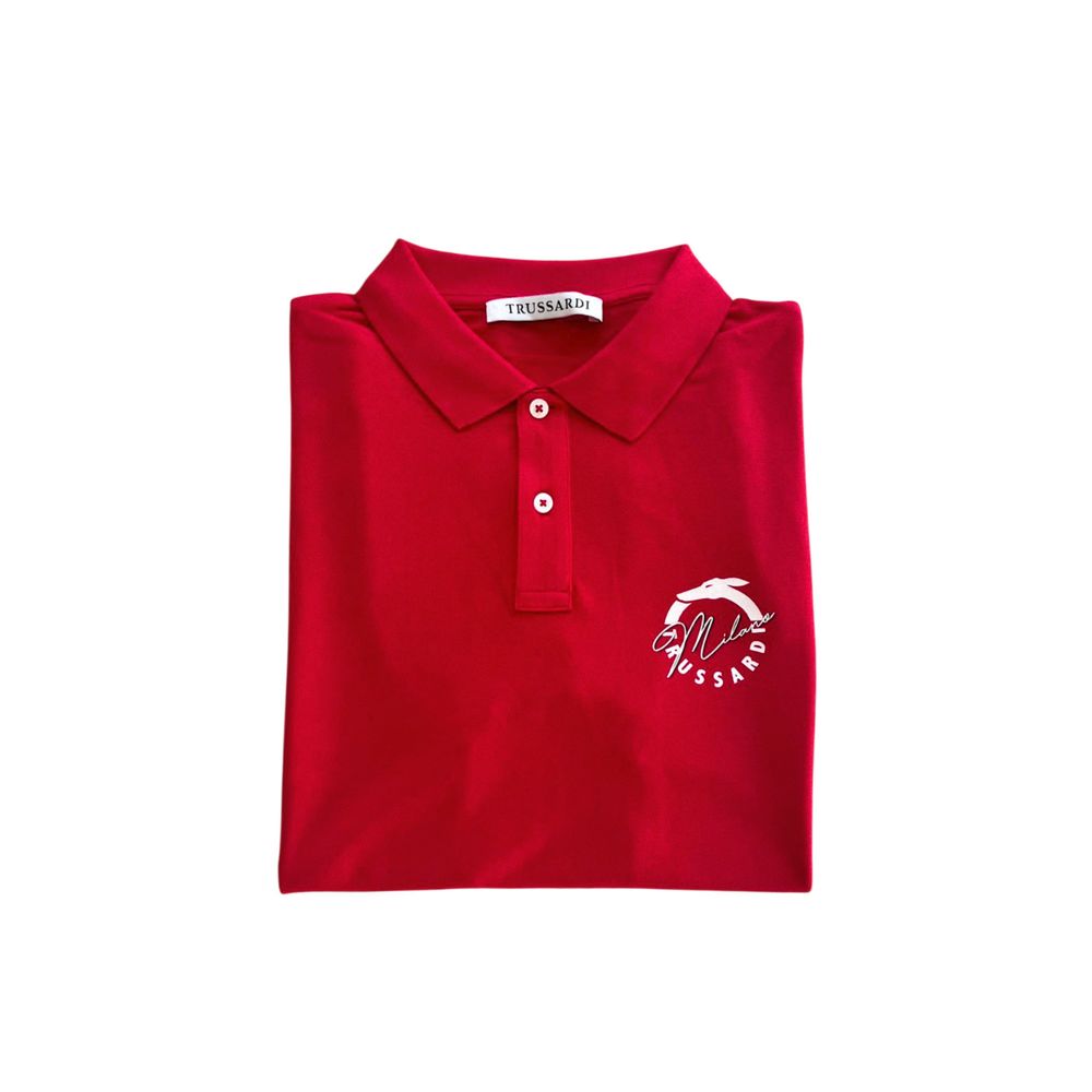 Red Cotton Men Polo Shirt