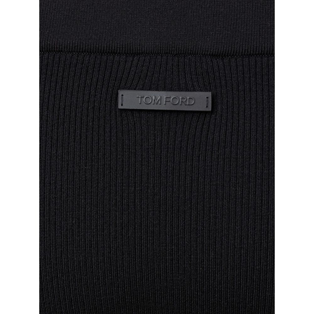 Black Cashmere Midi Skirt