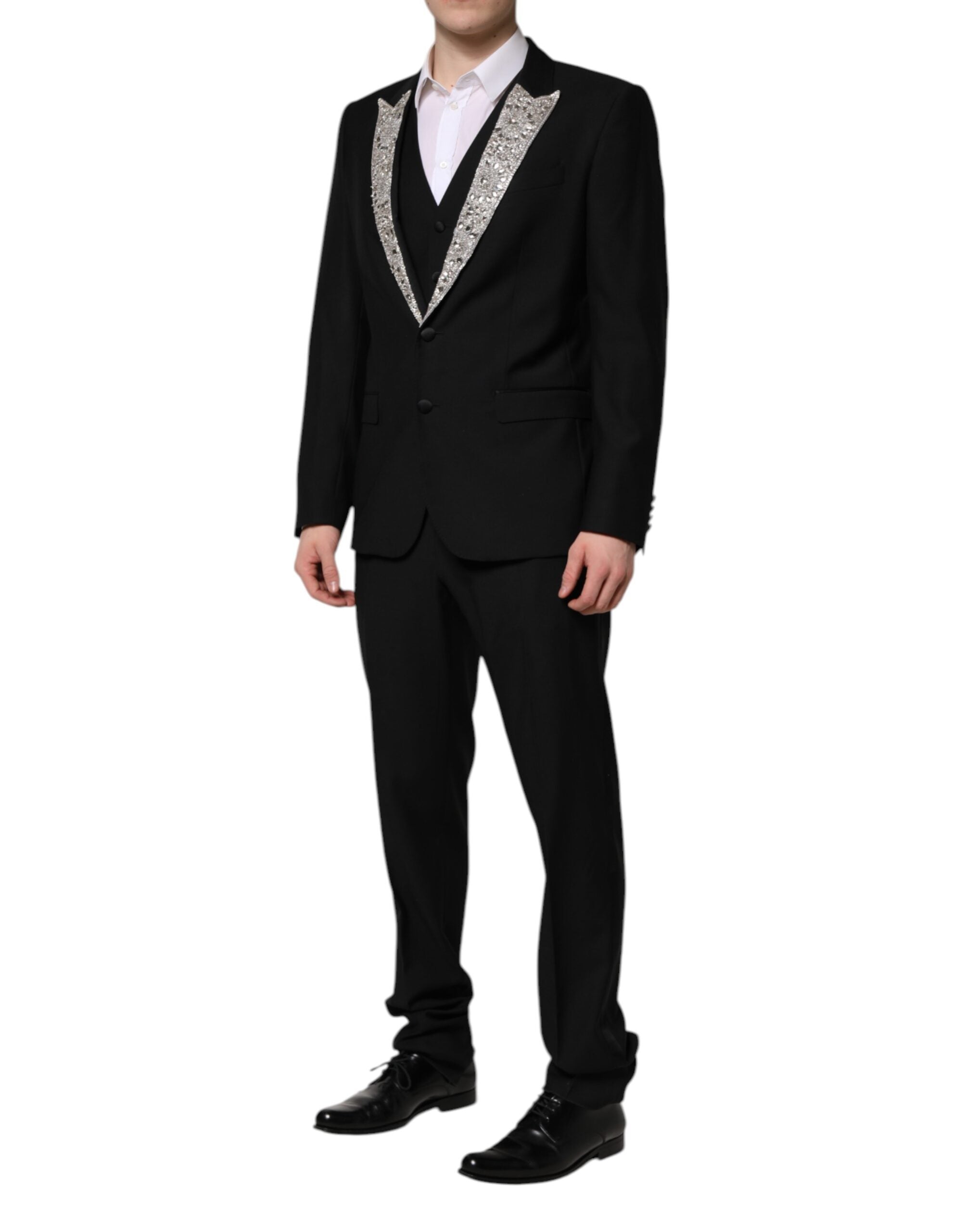 Black MARTINI Crystal Embellished 3 Pc Suit
