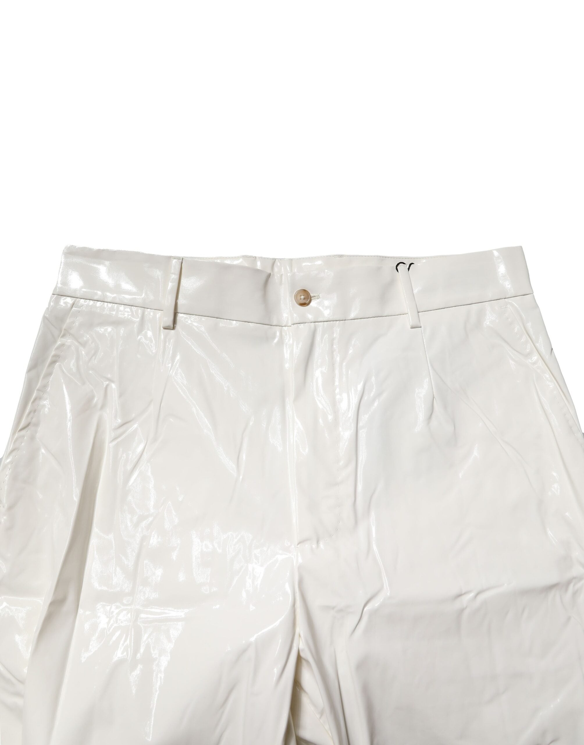 White Nylon Tapered Dress Men Pants