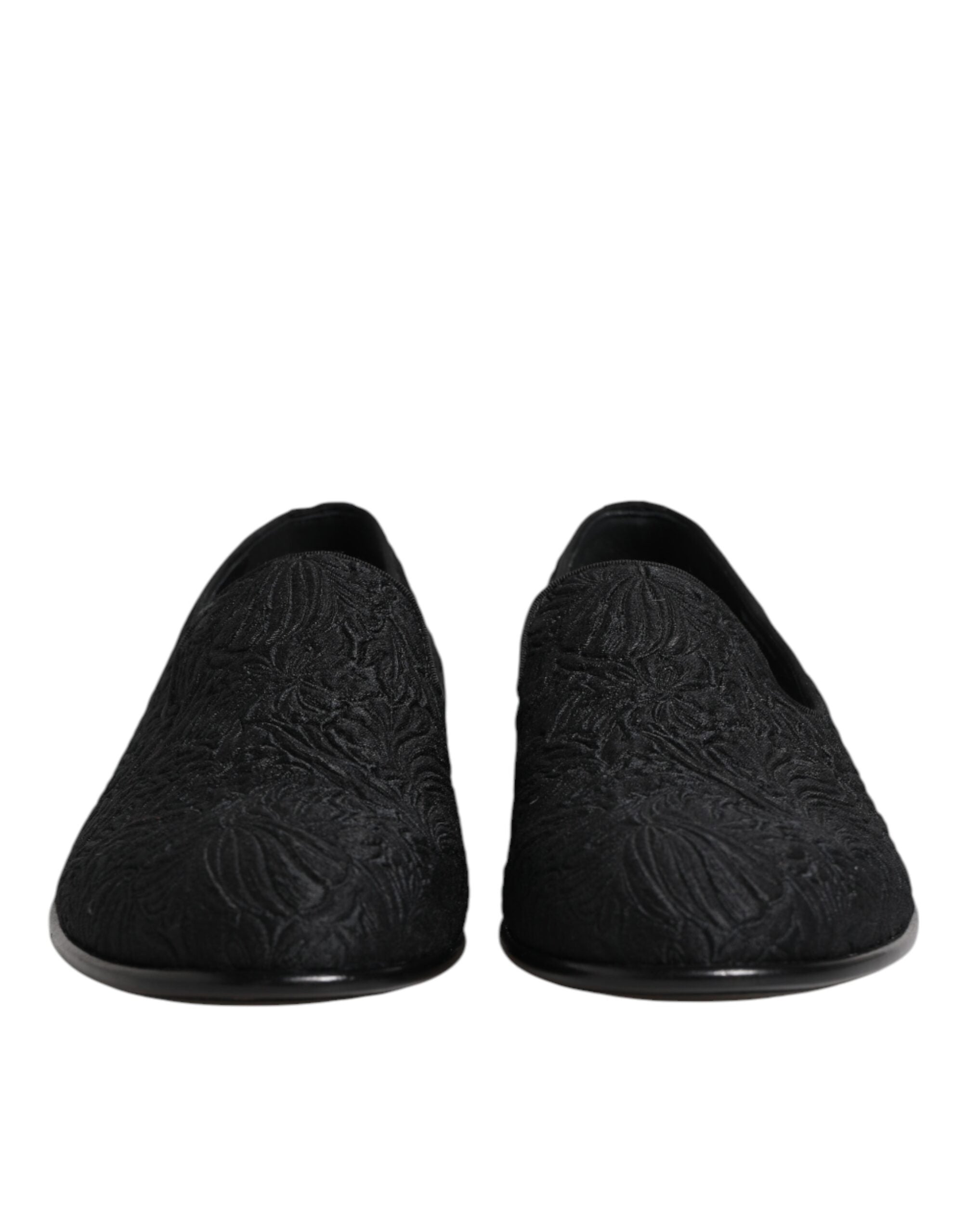 Black Jacquard Slip On Loafers Formal Shoes