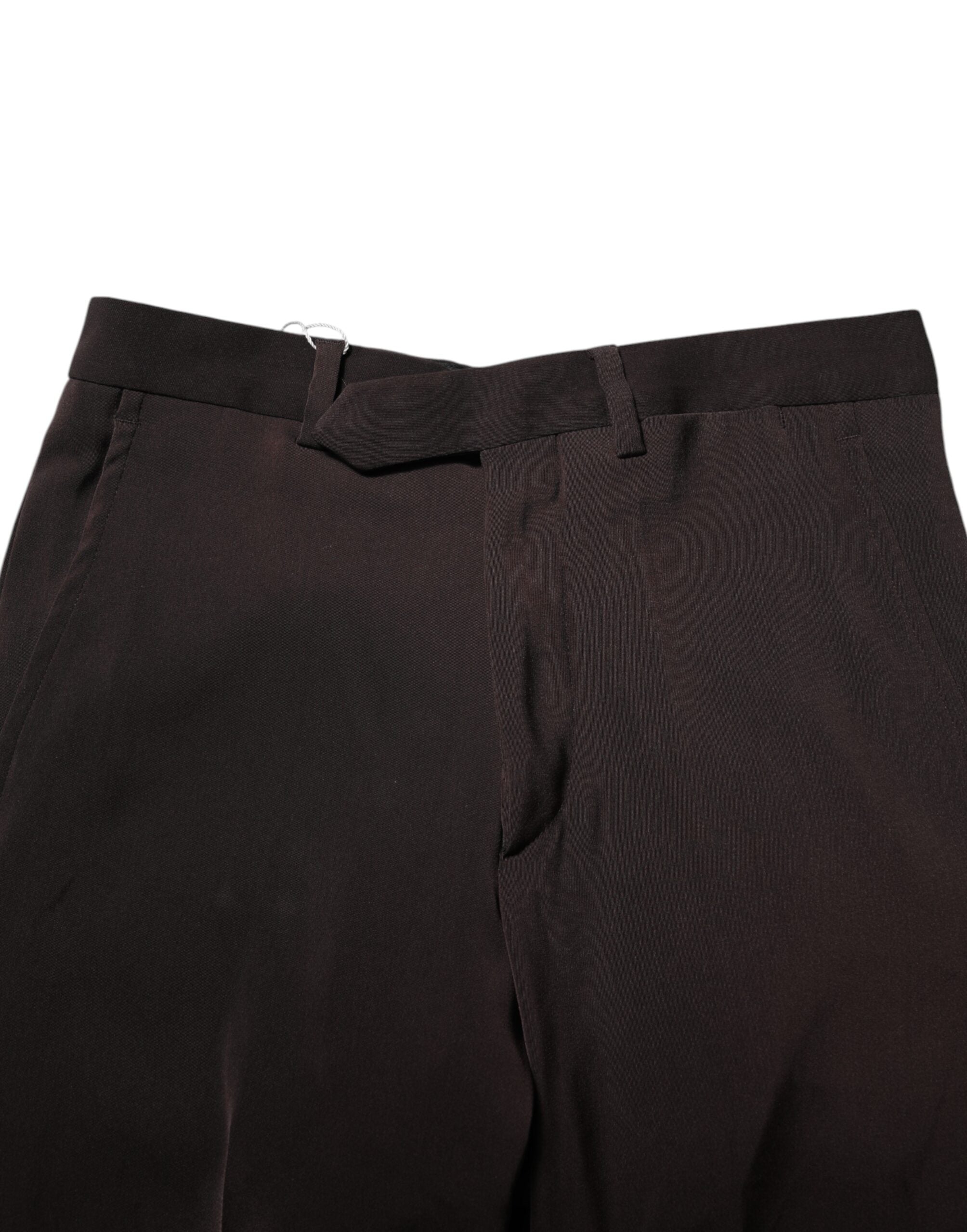 Dark Brown Mid Waist Dress Formal Pants