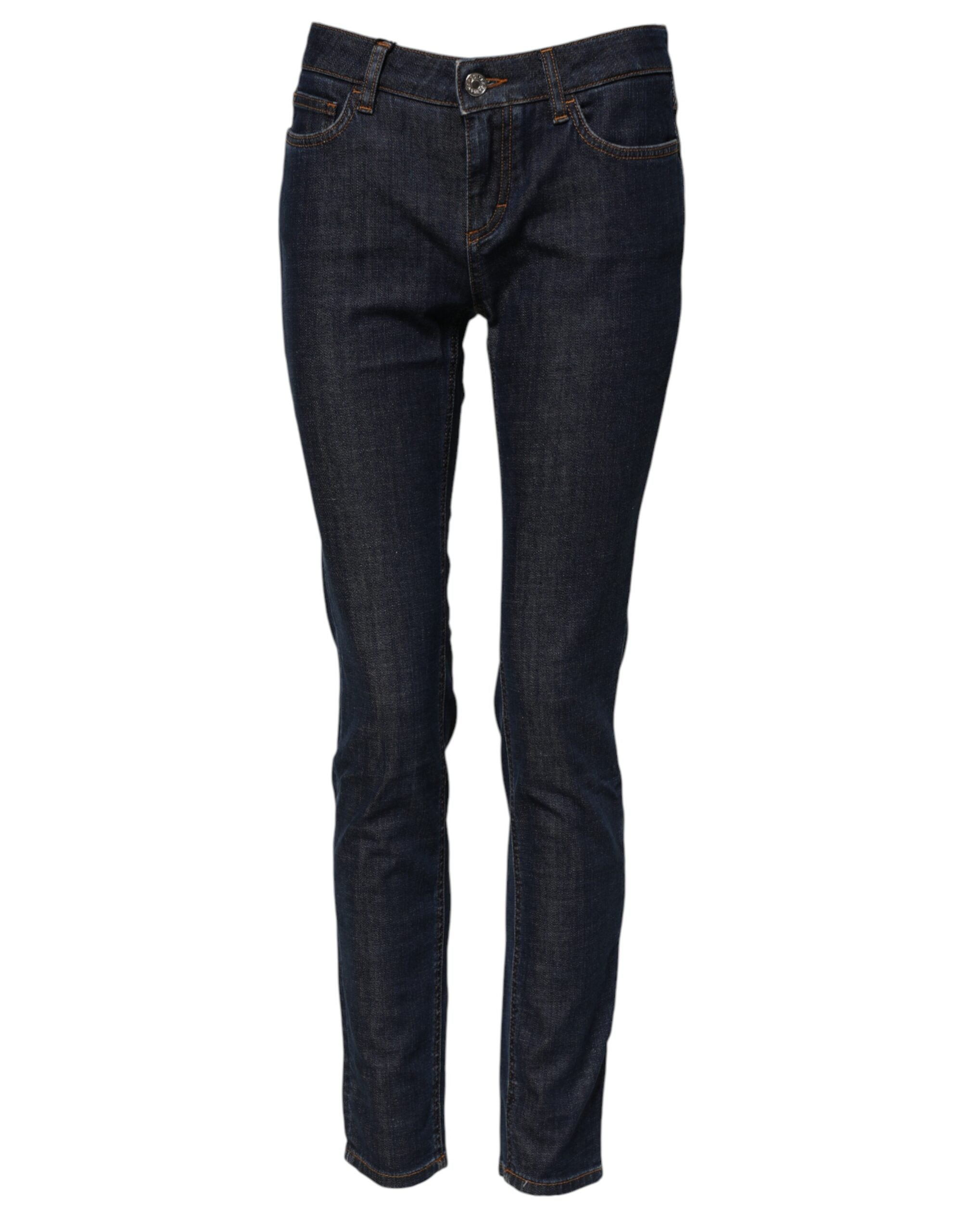 Blue Skinny Cotton Mid Waisted Denim Jeans