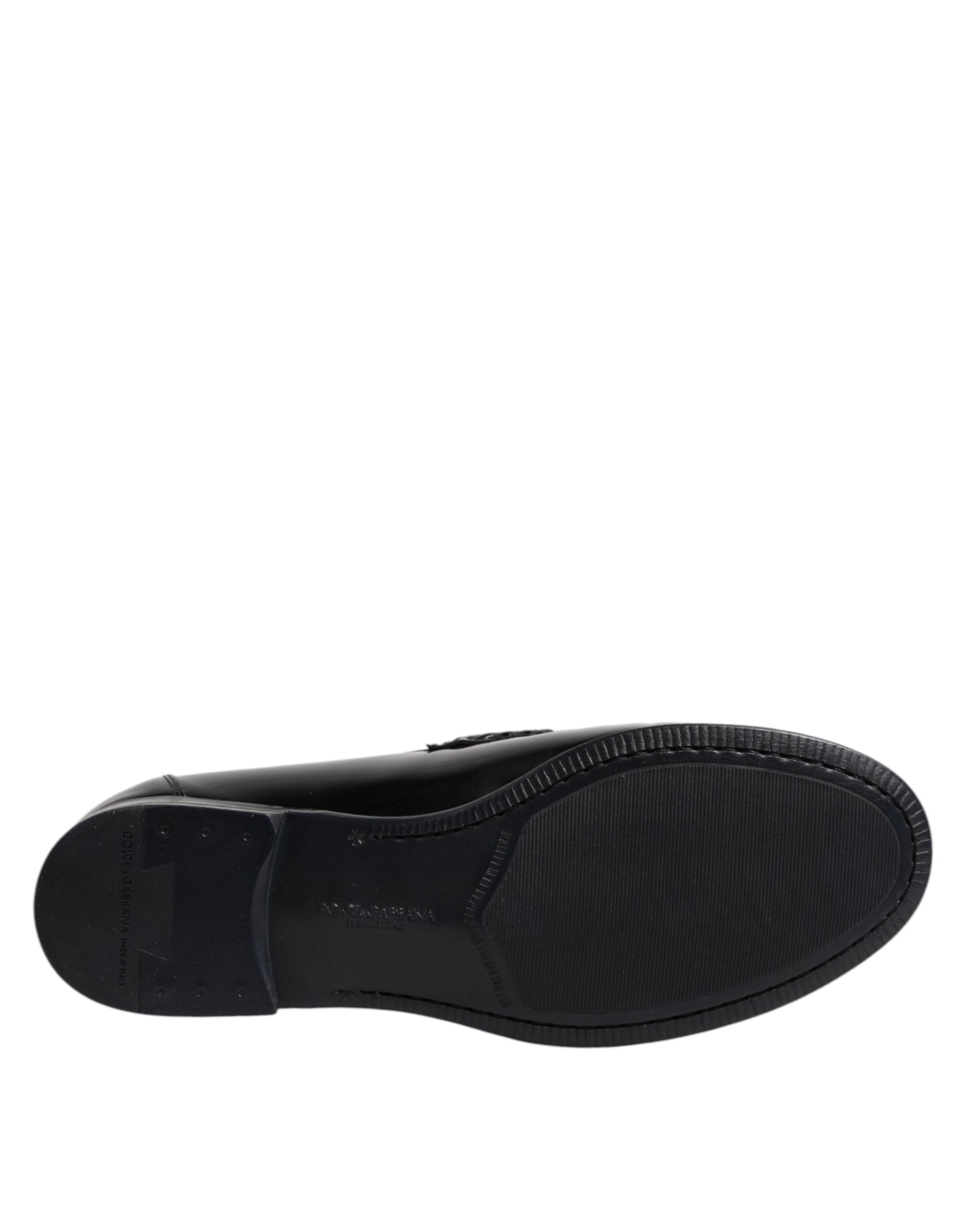 Black Leather Slip On Loafers Dress Shoes