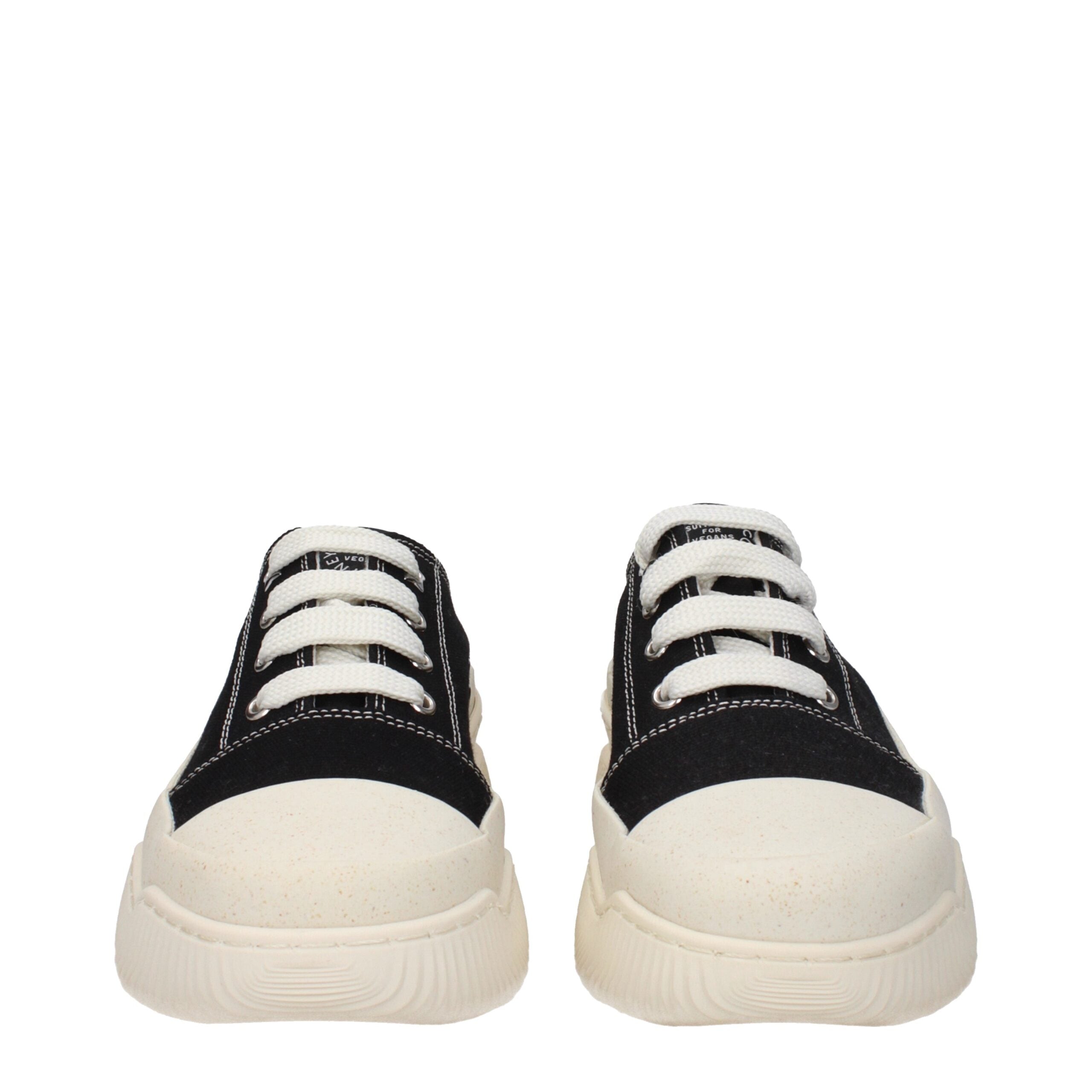 Black Fabric Chunky Sneakers