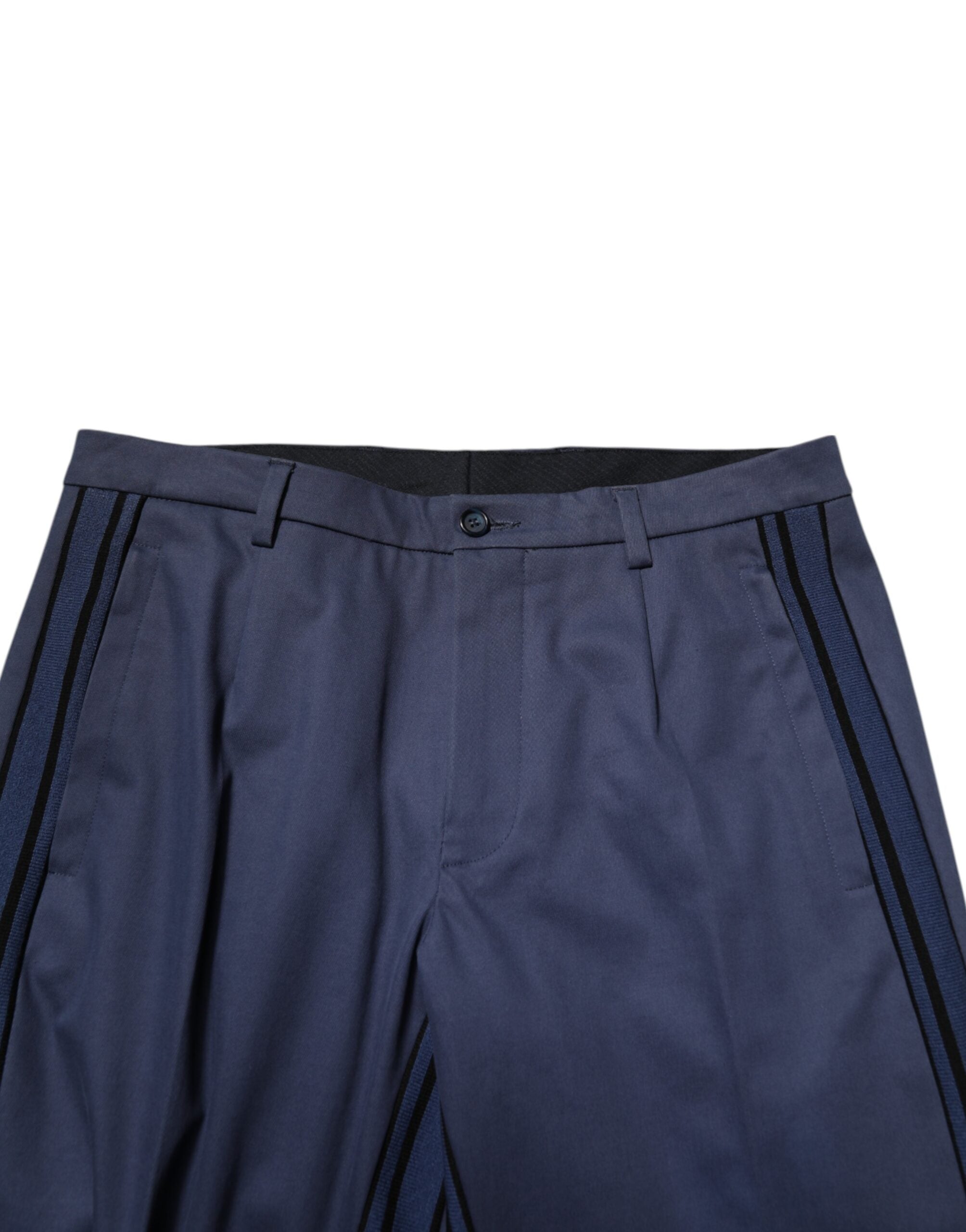 Blue Cotton Tapered Men Formal Trousers Pants