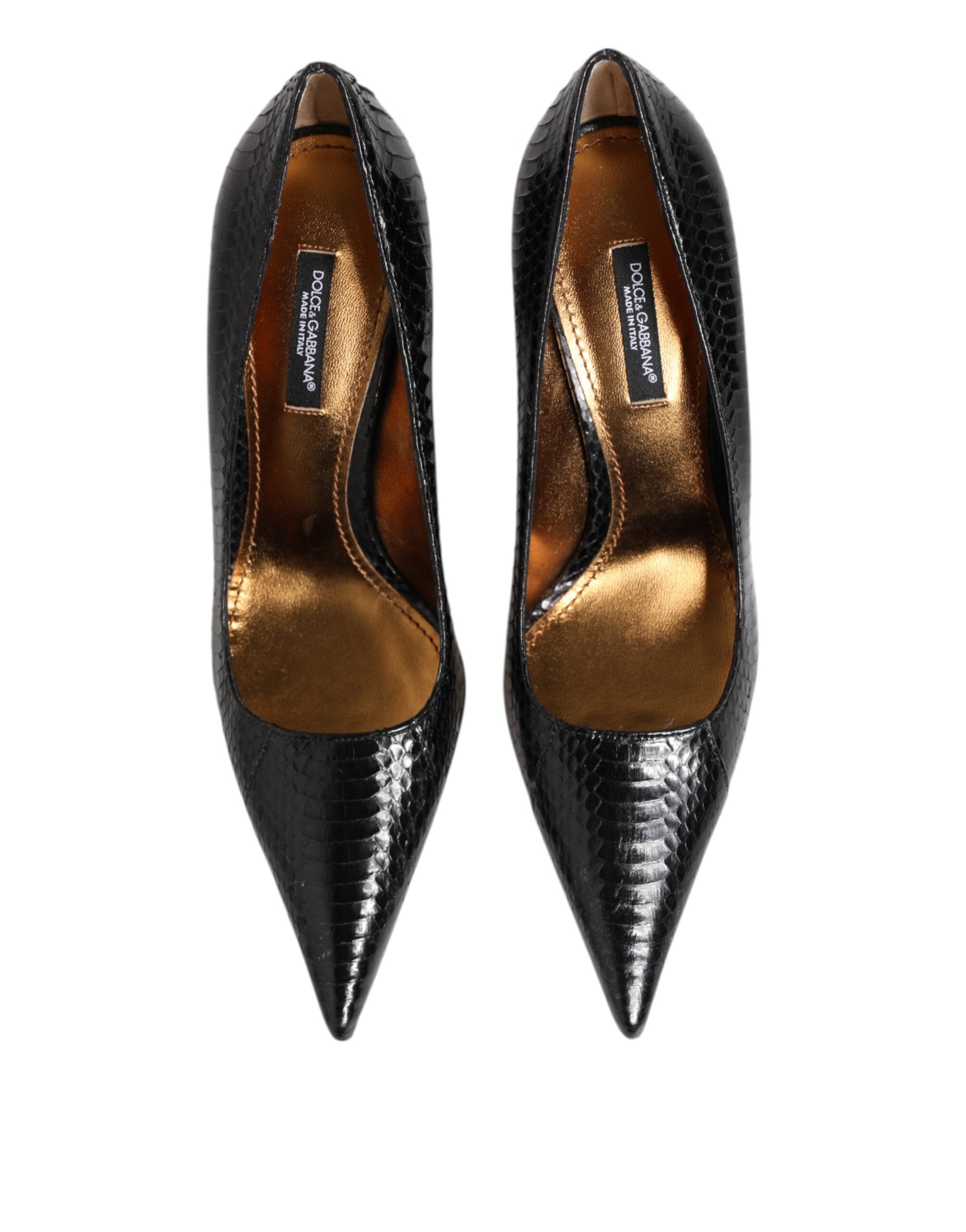 Black Exotic Leather Stiletto Pumps Shoes
