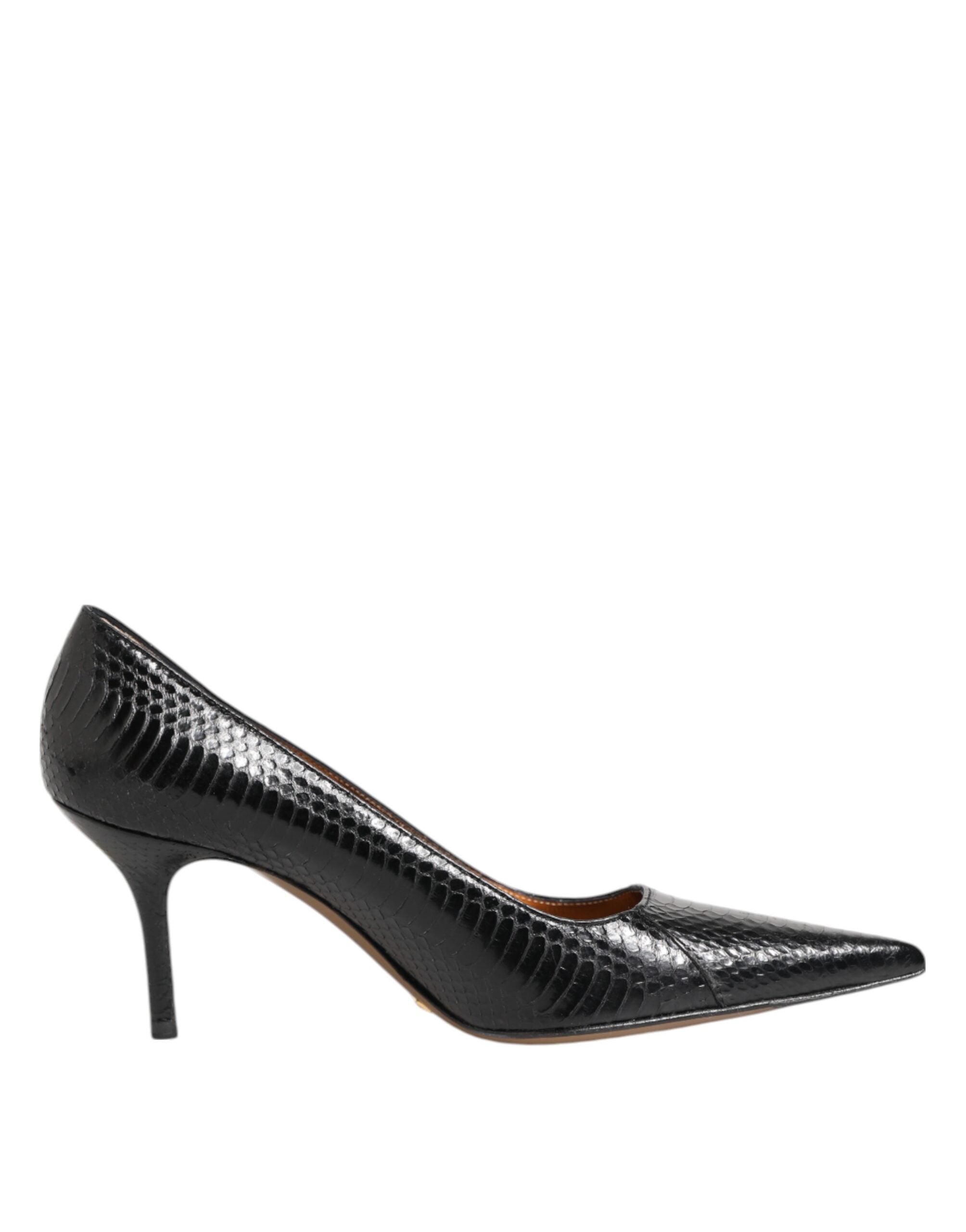 Black Exotic Leather Stiletto Pumps Shoes