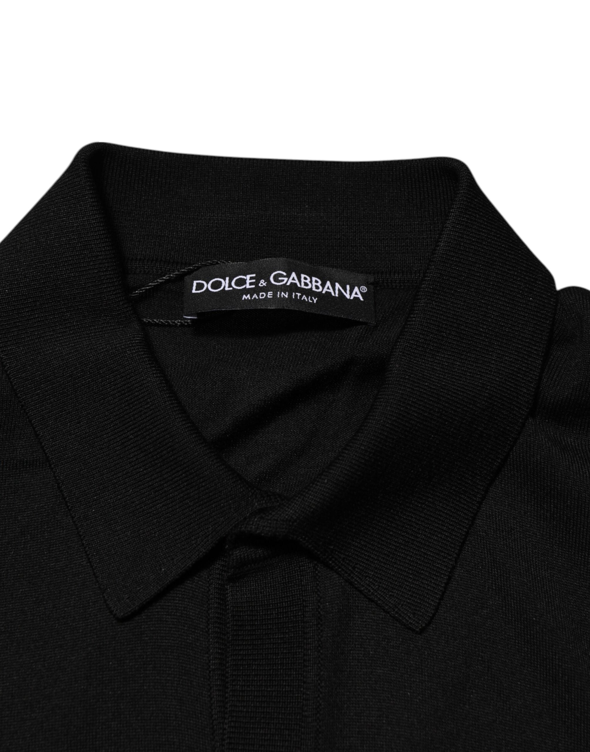 Black Silk Button Up Lightweight Sweater