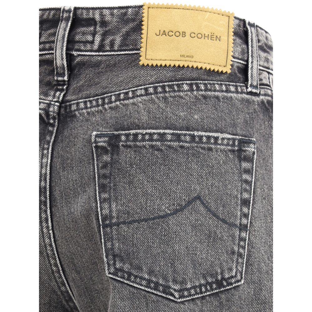 Gray Cotton Relaxed Fit Jeans