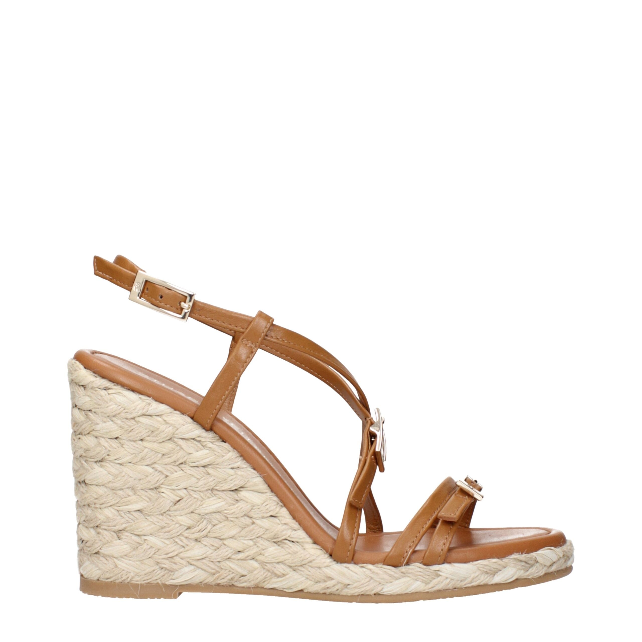 Brown Leather Wedge Sandals