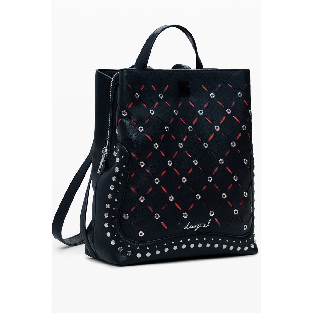 Nero Polyurethane Women Mini Backpack