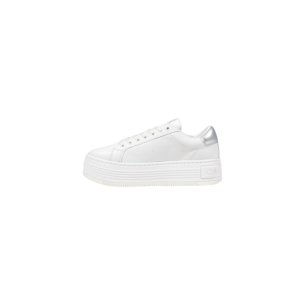 Silver Leather Platform Sneakers