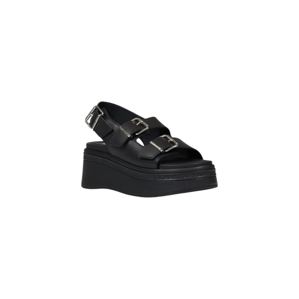 Black Leather Platform Sandals