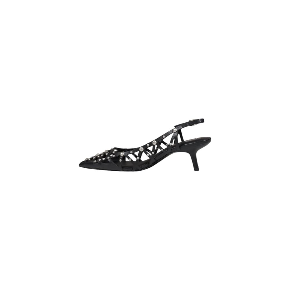 Black Leather High Heel Pumps