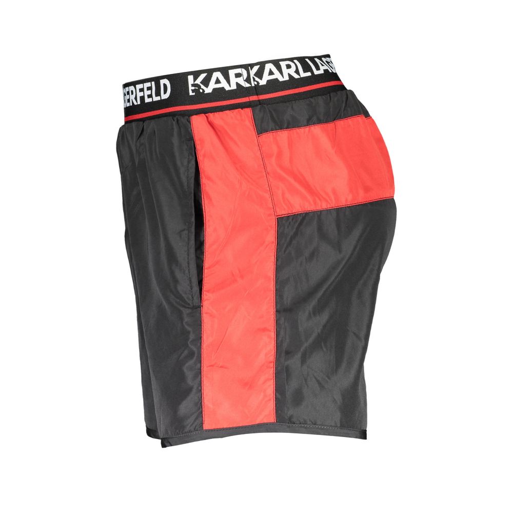 Nero Poliestere Mens Swim Boxer
