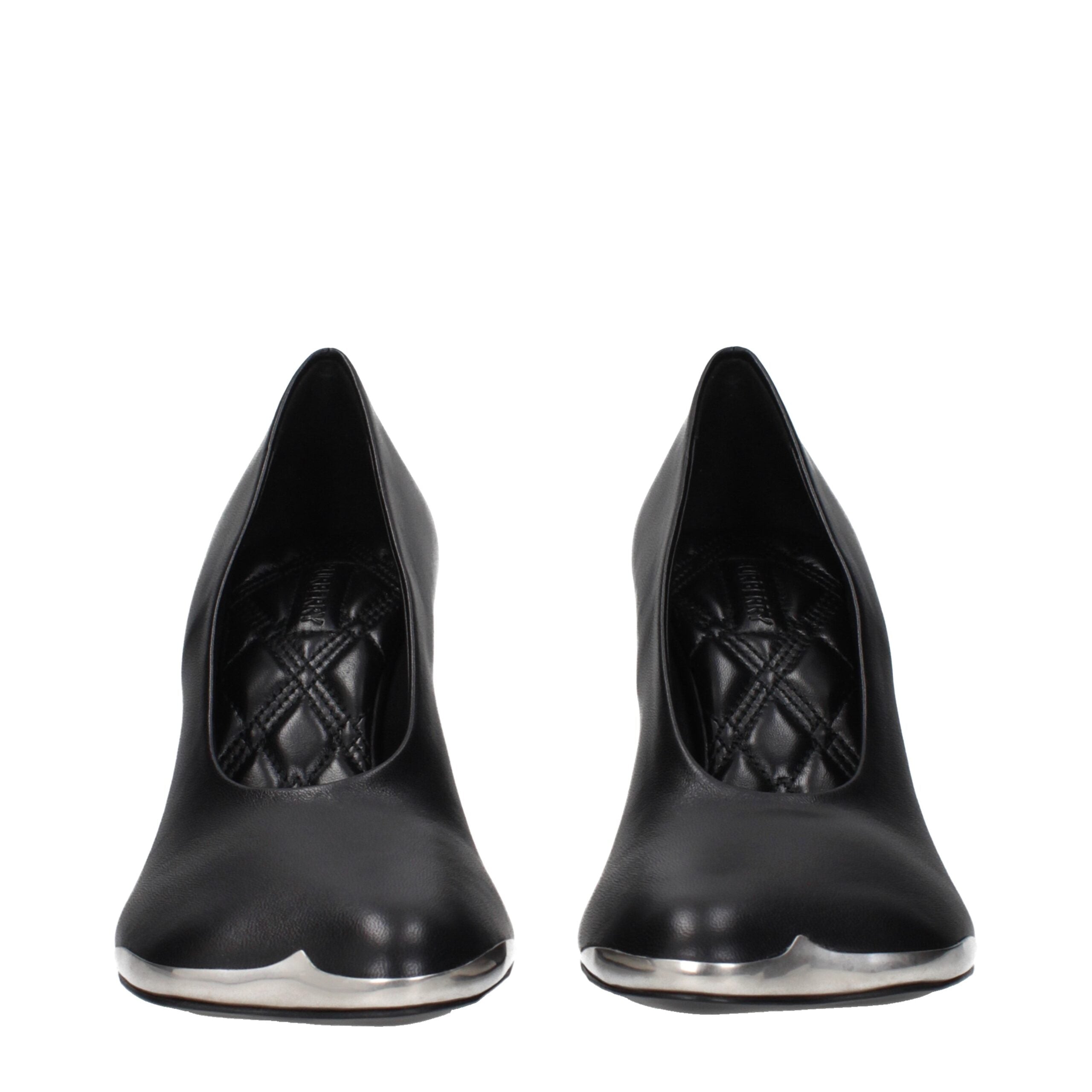 Black Leather High Heel Pumps