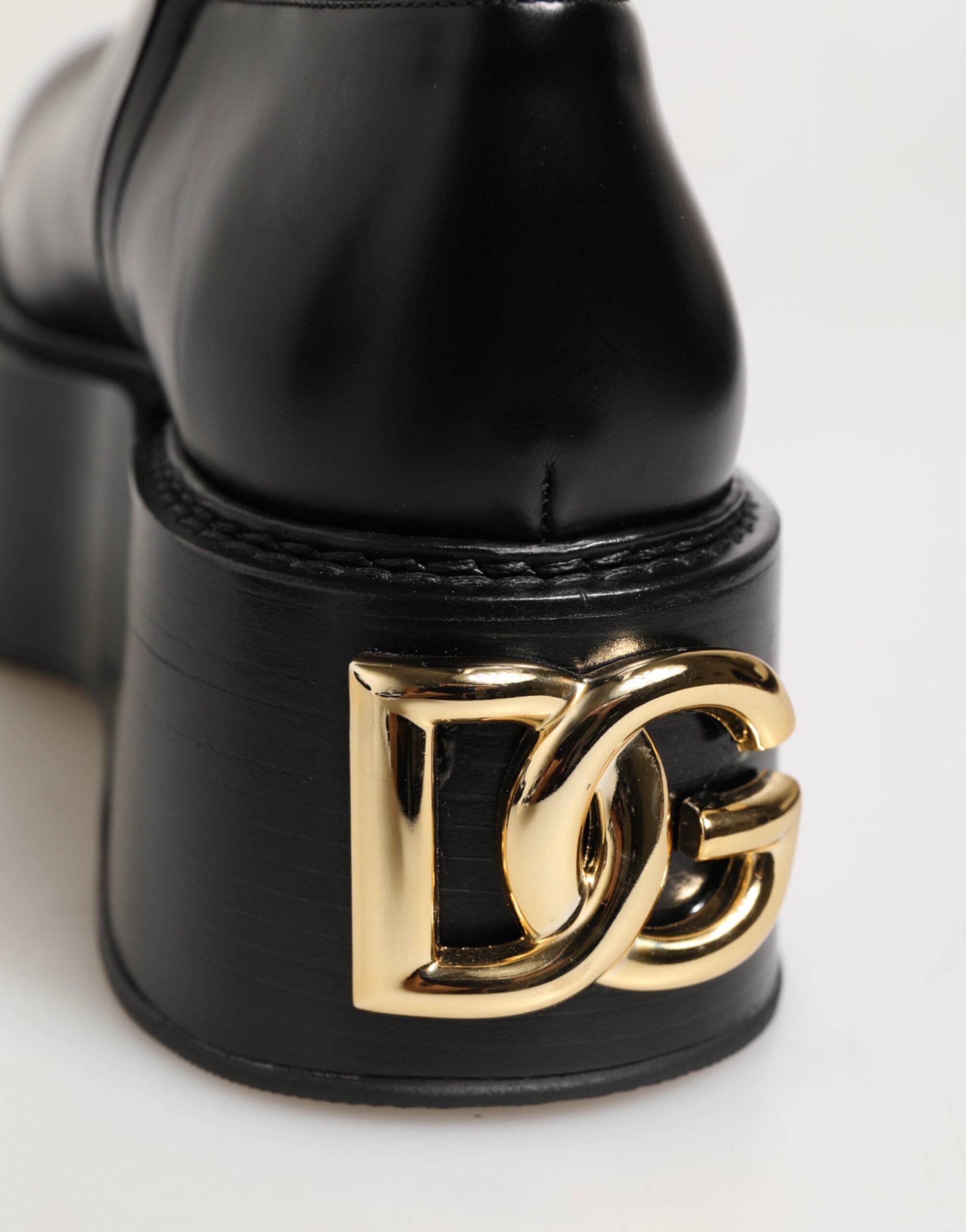 Black Logo Plaque Over The Calf Boots Shoes