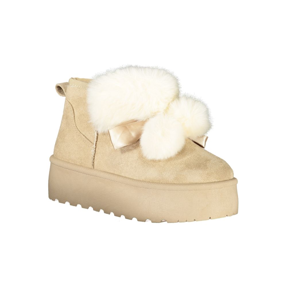 Beige Polyester Women Ankle Boot