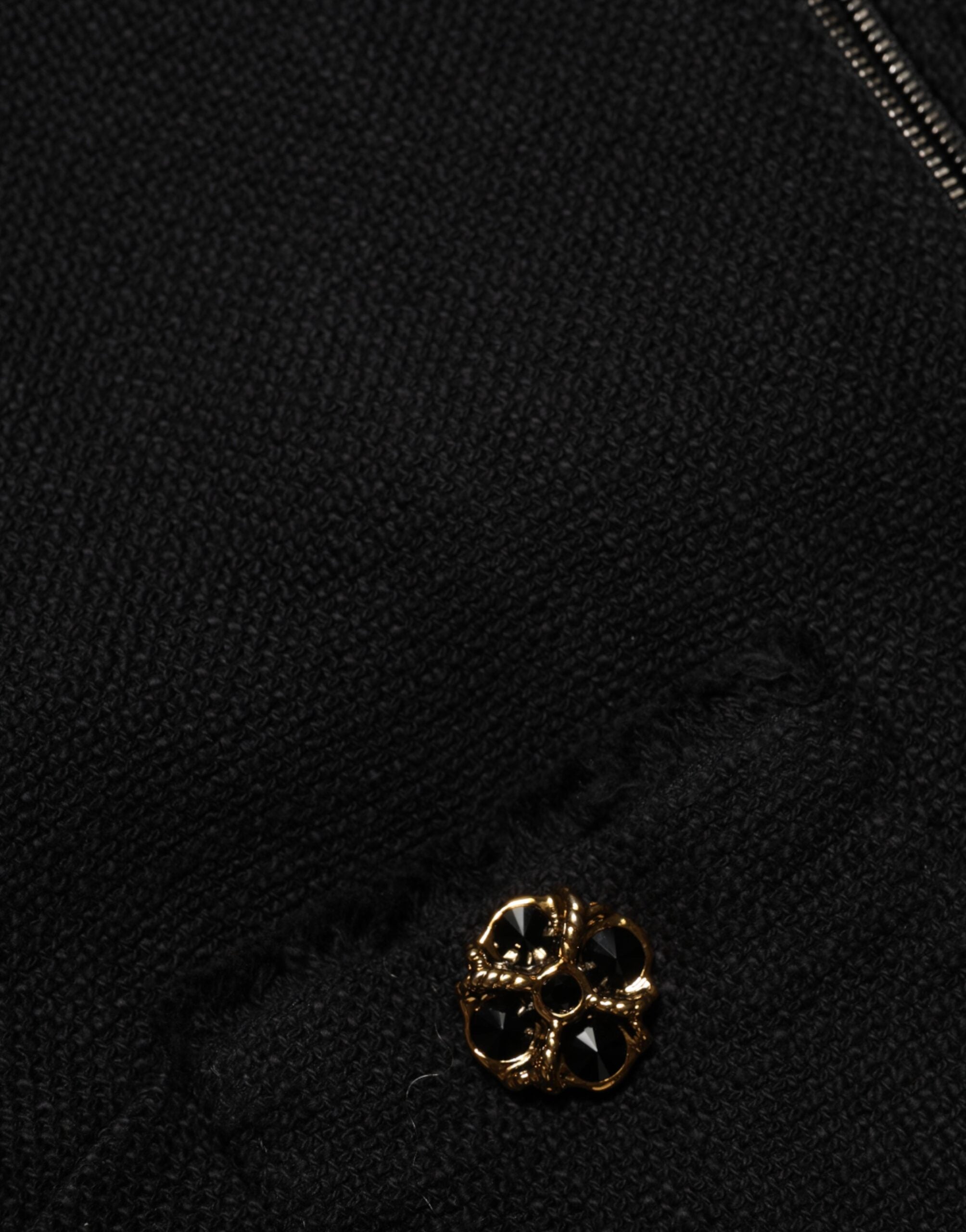Black Cotton Full Zip Cropped Coat Jacket