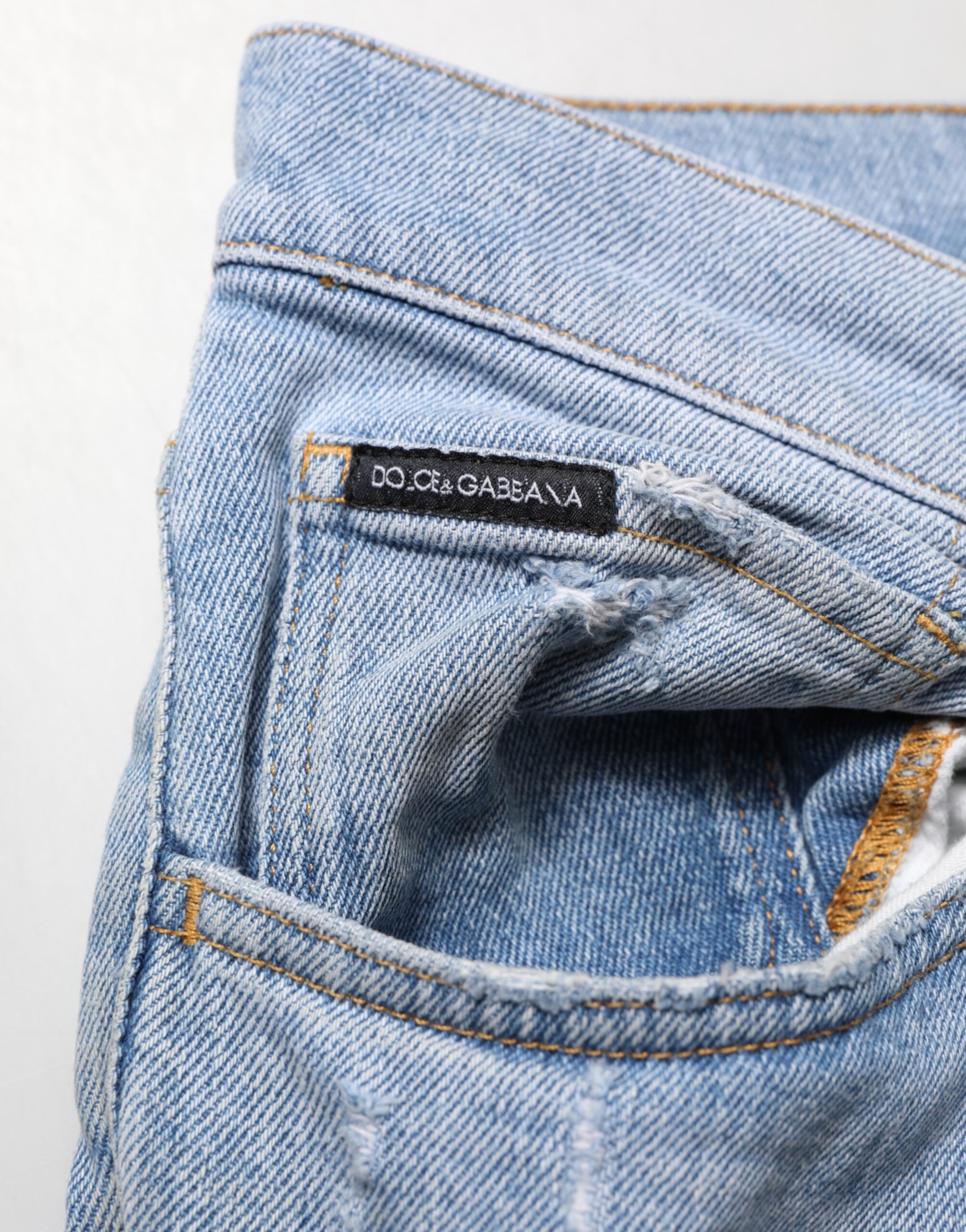 Blue Cotton Distressed Slim Fit Denim Jeans