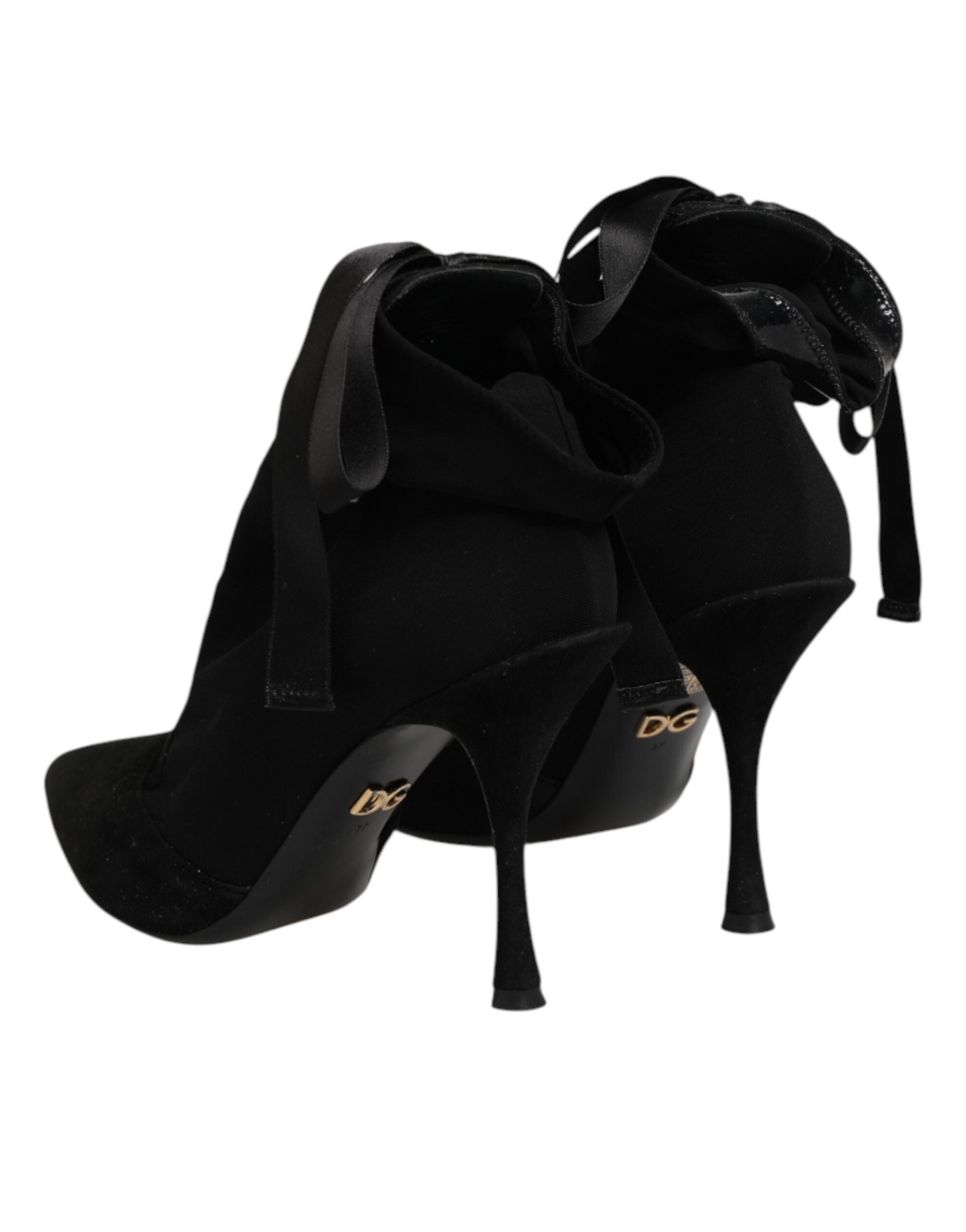 Black Stiletto Heels Lace Up Boots Shoes