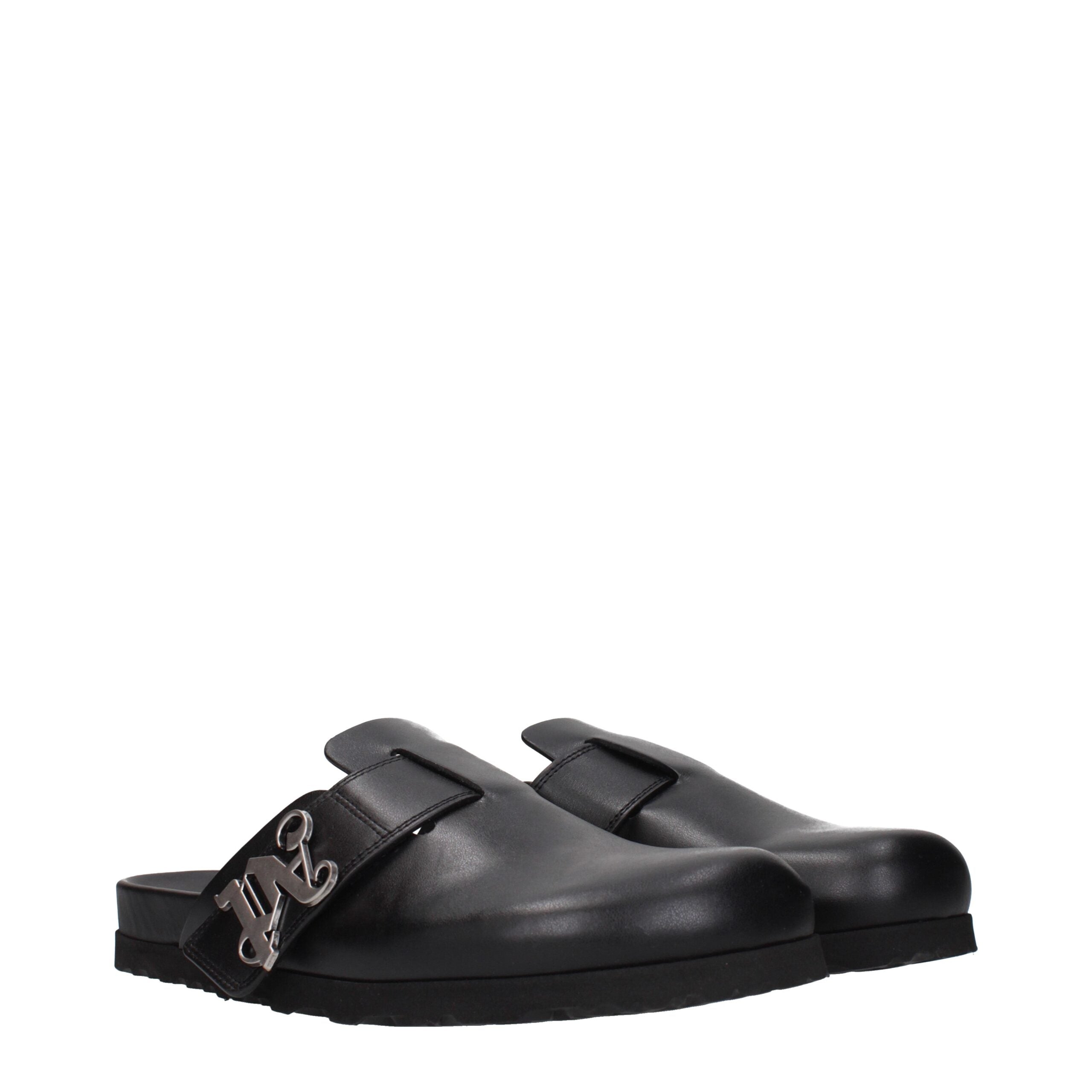 Black Leather Slippers