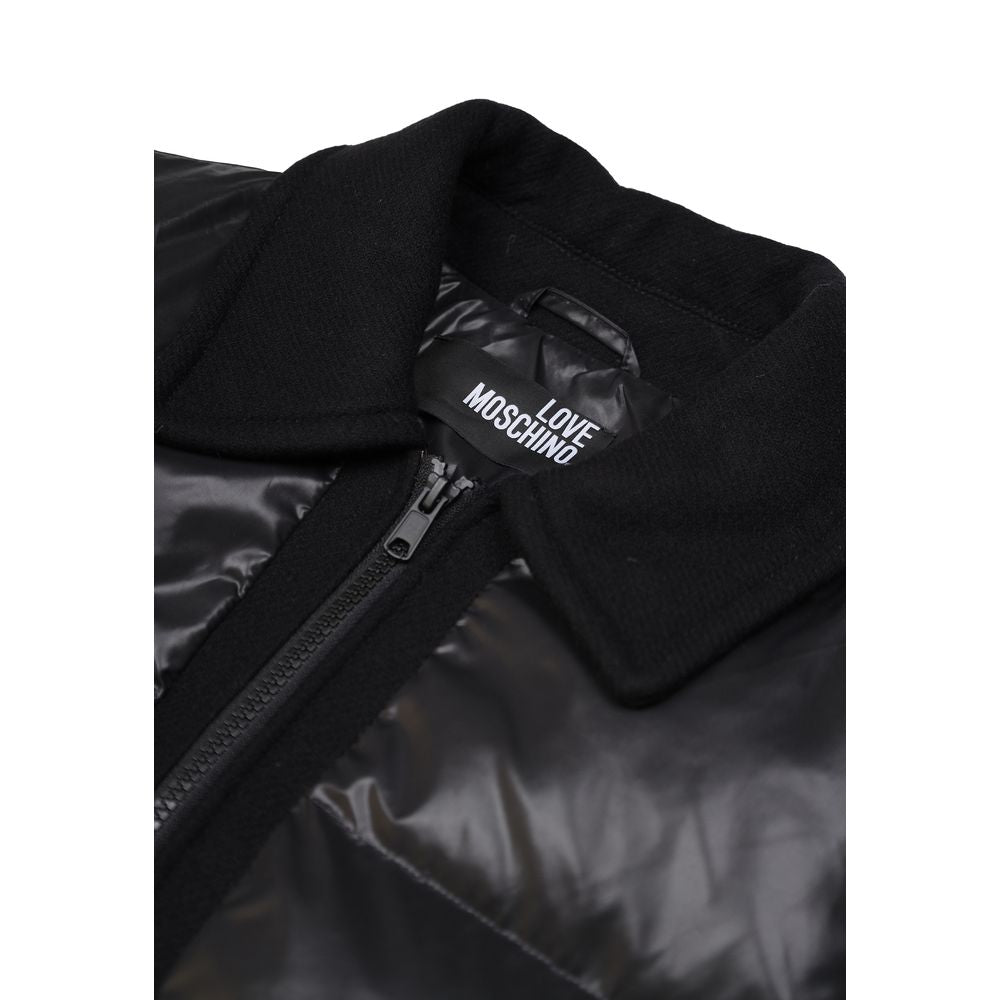 Black Polyester Full-Length Jacket