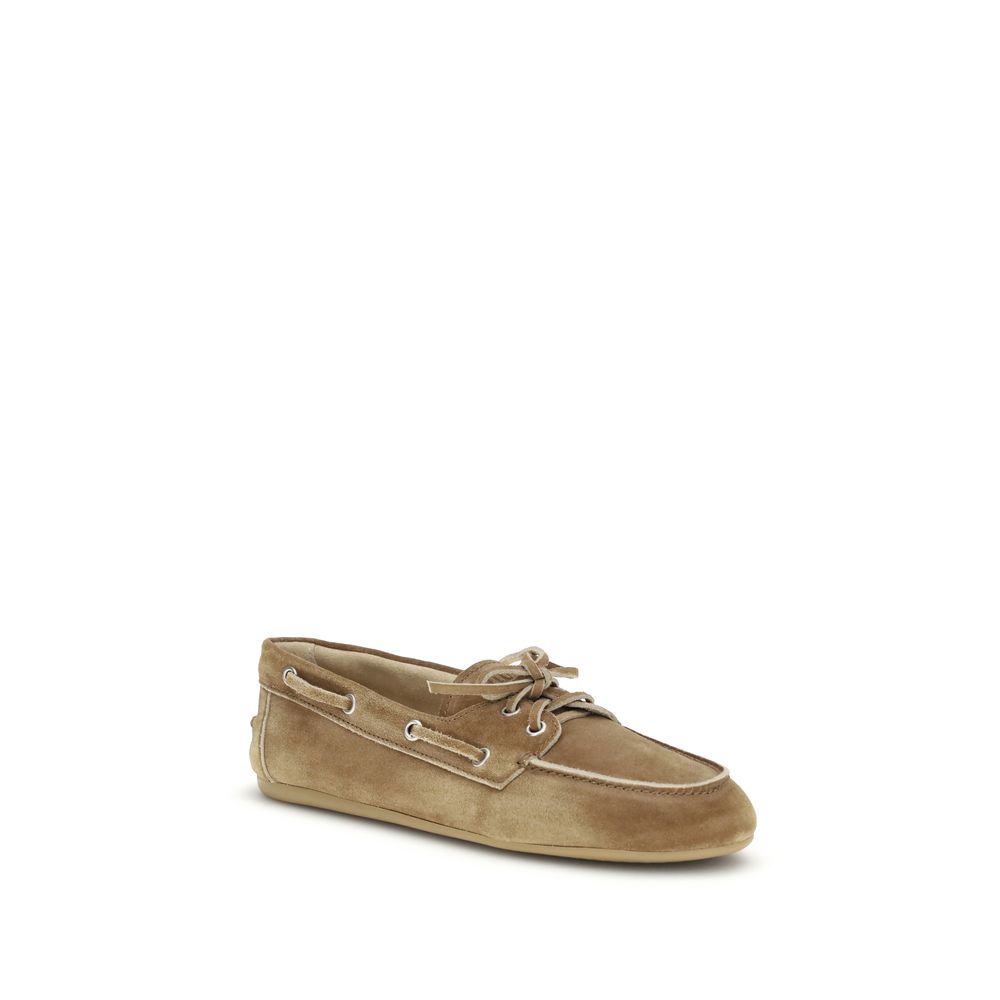 Beige Calf Leather Bos Taurus Slip-On Loafers