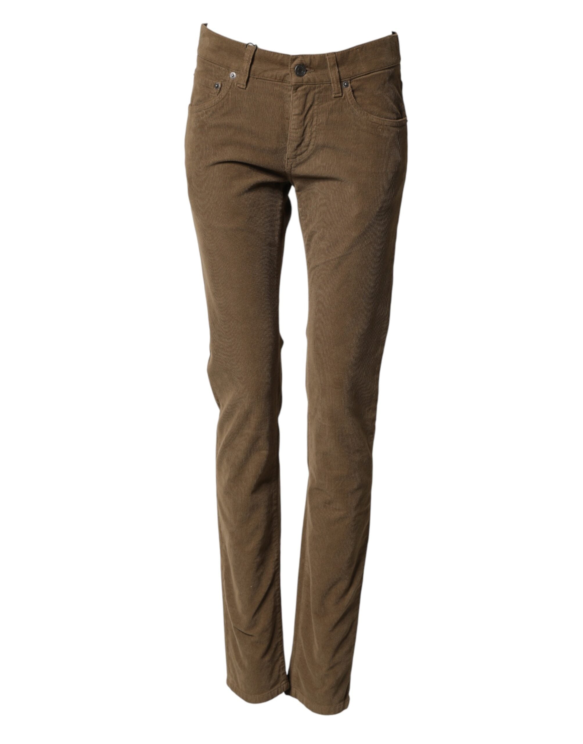 Brown Cotton Stretch Skinny Men Denim Jeans