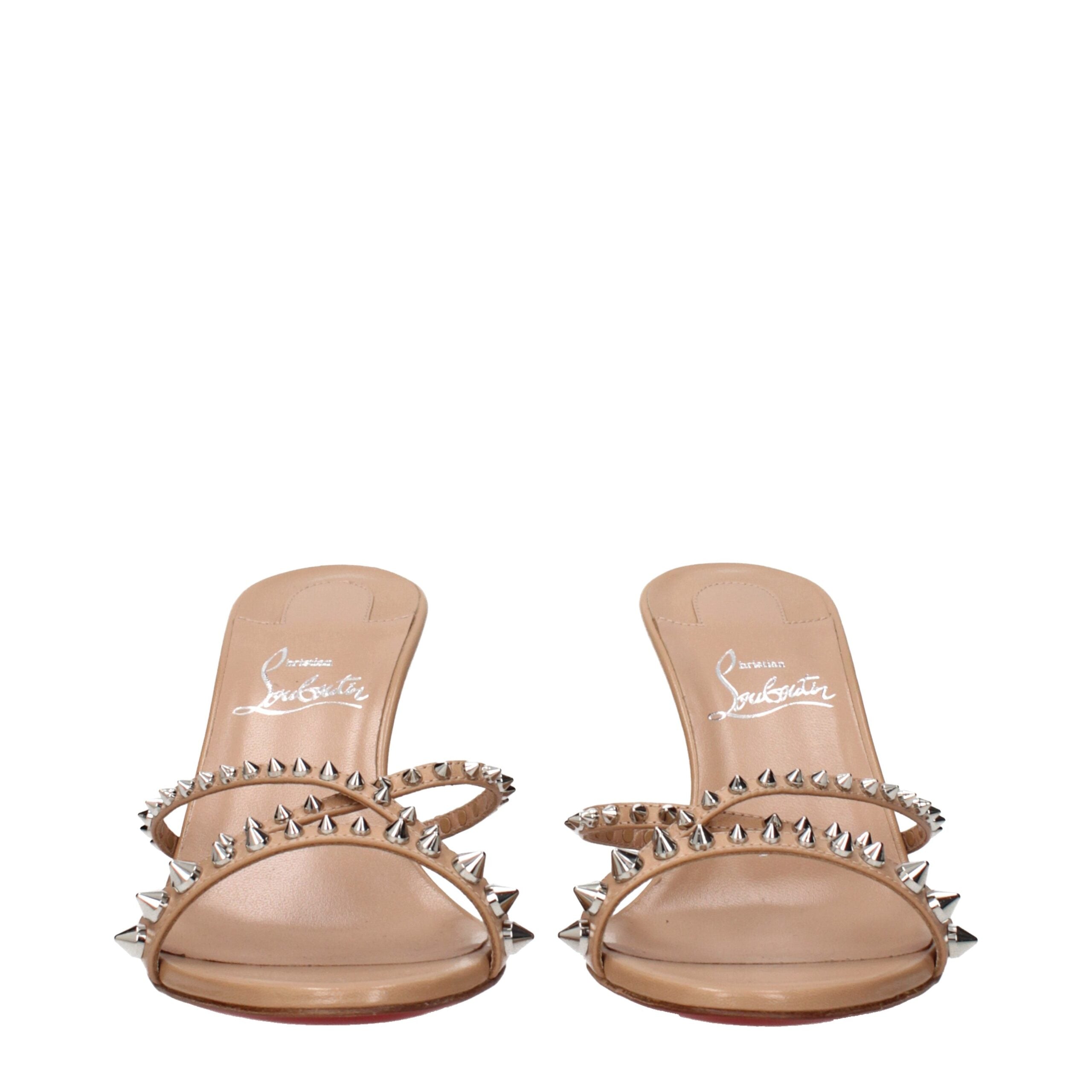 Pink Leather Stiletto Heel Sandals