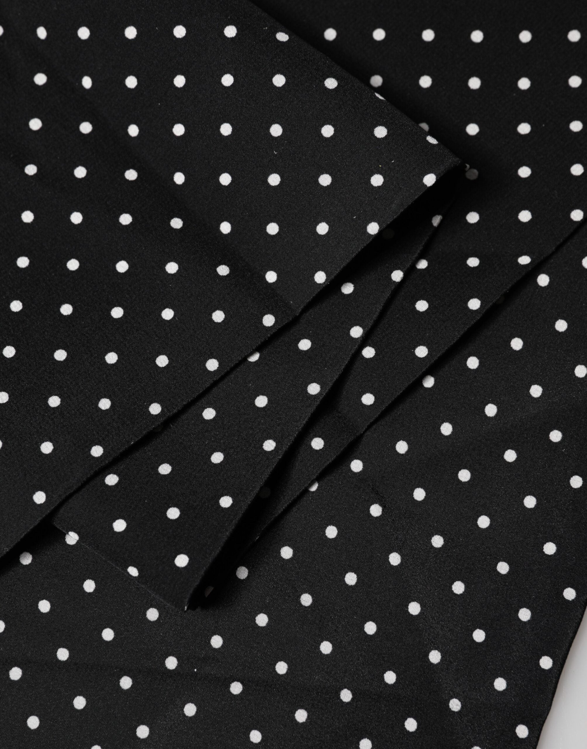 Black Polka Dot Neck Wrap Foulard 133.5cm x 12.5cm Scarf