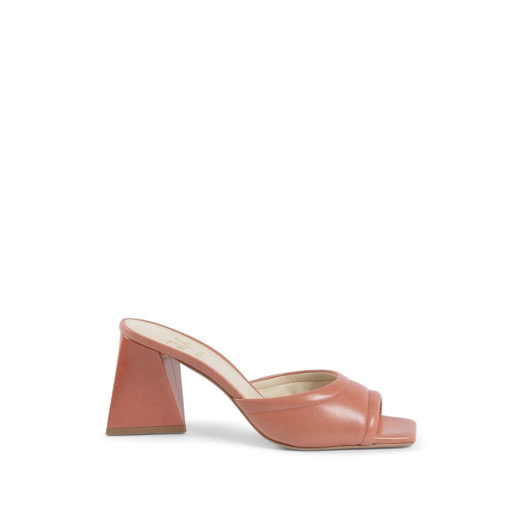 Orange Leather Platform Sandals