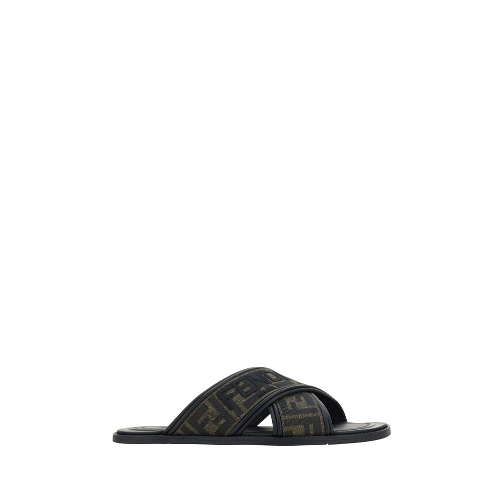 Black Calf Leather Bos Taurus Flat Sandals
